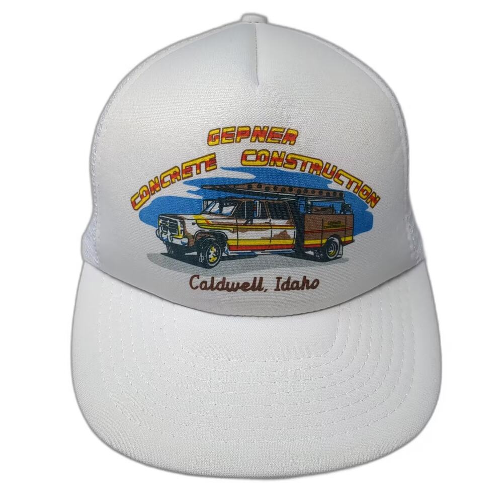 Mohr's Trucker Hat White OS Mesh Gepner Concrete Construction Caldwell Cap